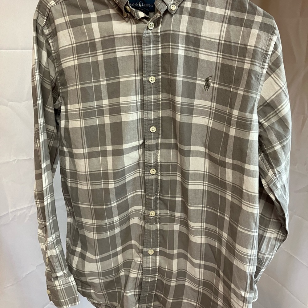 Ralph Lauren Gray Button Down Shirt Classic Plaid